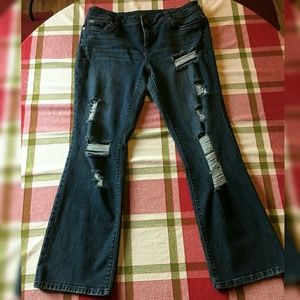 Vera Wang Distressed Straight Leg Jeans Size 14